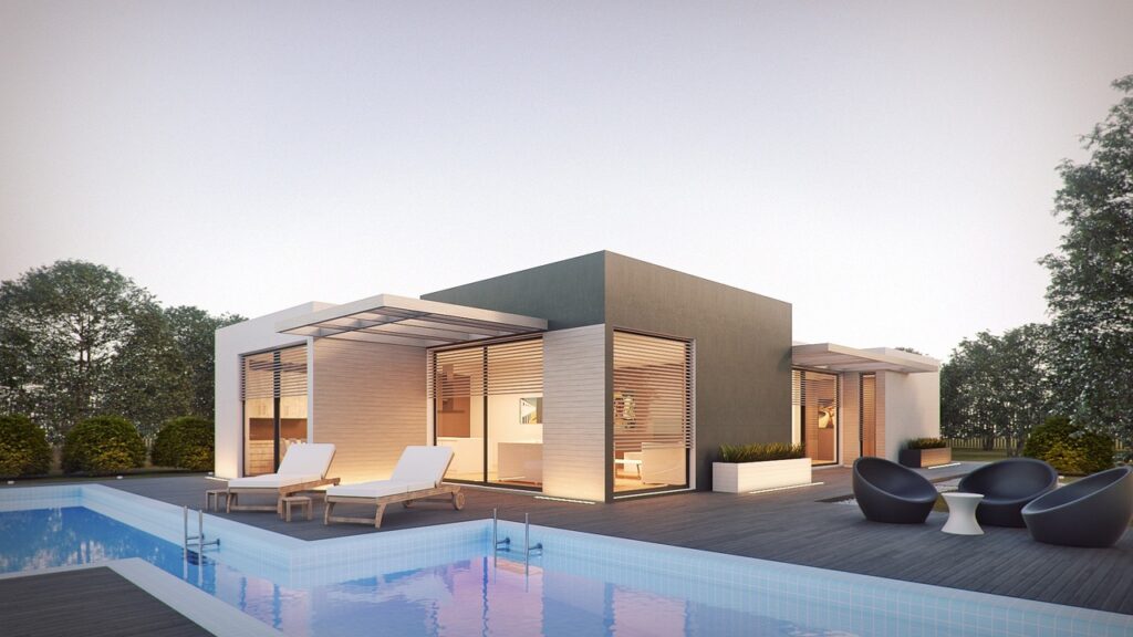 Villa moderne avec piscine et jardin, exemple de villa à vendre à Amelkis Marrakech